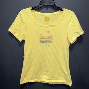 Life is Good WOMENS Short Sleeve Top Small Yellow